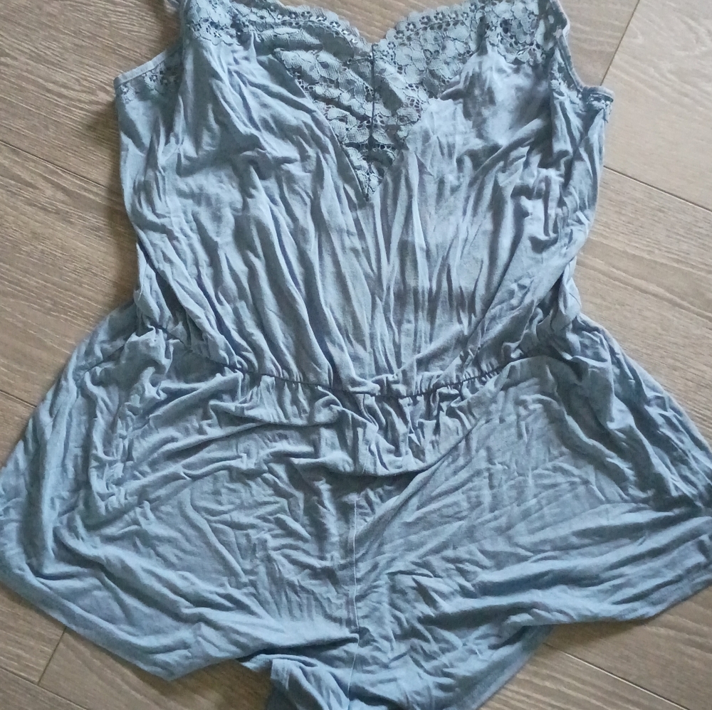 Victoria Secret Light Blue Lace-Trim Romper
